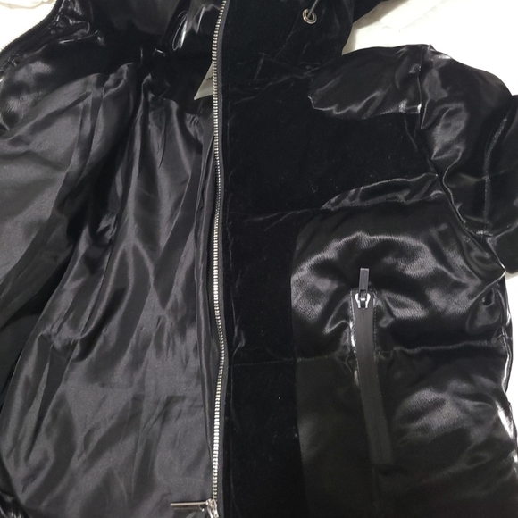 🔥 SATIN AND VELVET PUFFER JACKET - BLACK - size 10 🔥 - Picture 8 of 10